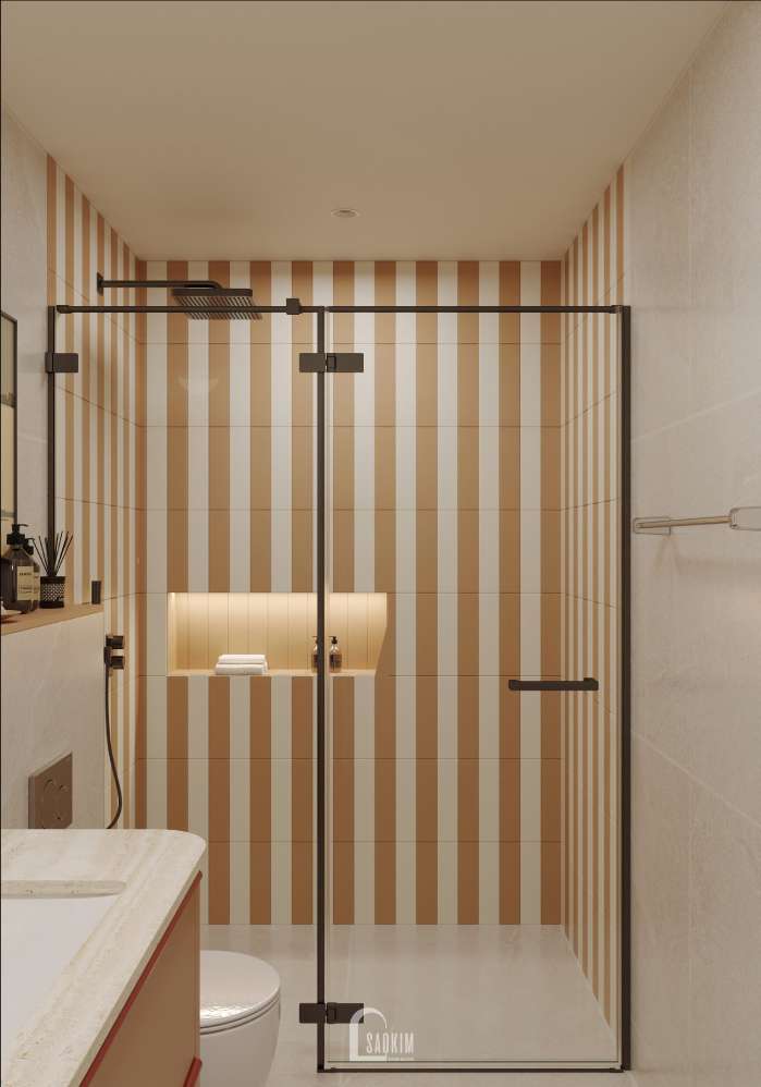 Phòng tắm Wabi-Sabi thanh lịch, cân bằng giữa thẩm mỹ và công năng tại thiết kế nhà phố Long Biên